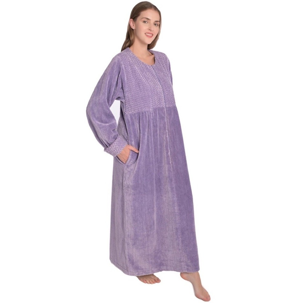 House of Chenille HOC Loungewear Bath Robe Get Ready Robe Lilac Zip Front Sz 3X